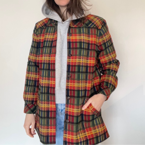 Vintage plaid jacket / size 10 medium - Picture 5 of 15